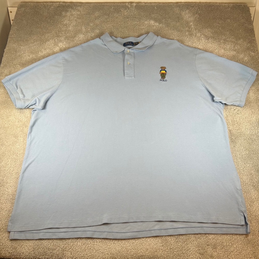 Polo Ralph Lauren Polo Shirt Mens 5XB Light Blue Polo Bear Short Sleeve Cotton